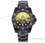Swiss Quality Replica Rolex DiW Submariner Black Yellow Dial Watch For Sale